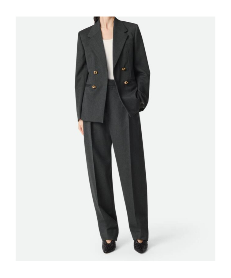 Bottega Veneta Mouline Wool Twill Jacket In Black