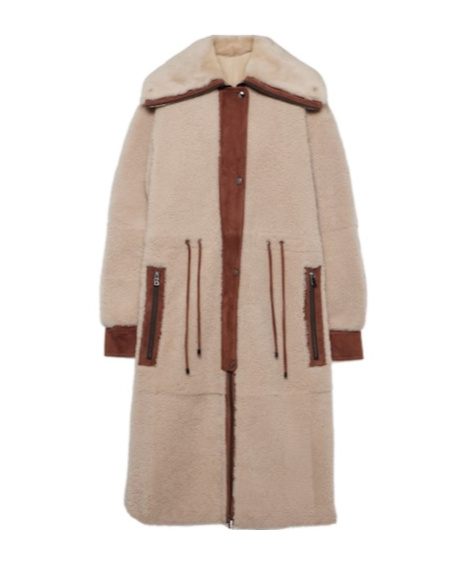 BOGNER GRITT SUEDE-TRIMMED SHEARLING COAT