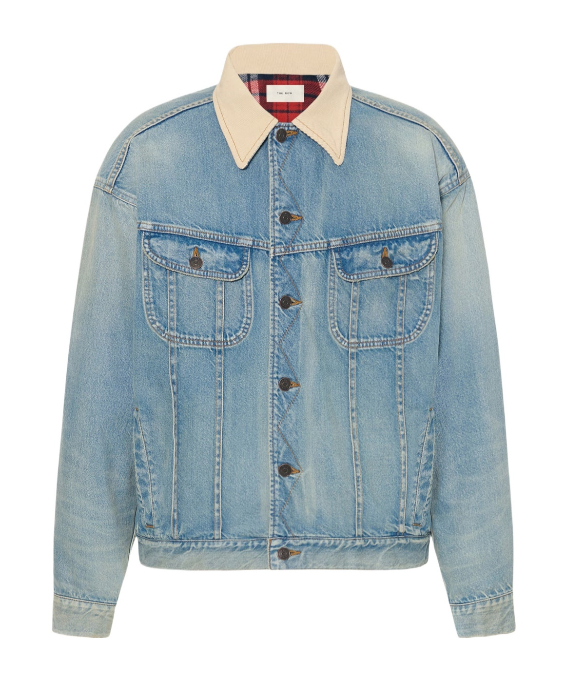 The Row Joret Corduroy-trim Denim Jacket In Blue