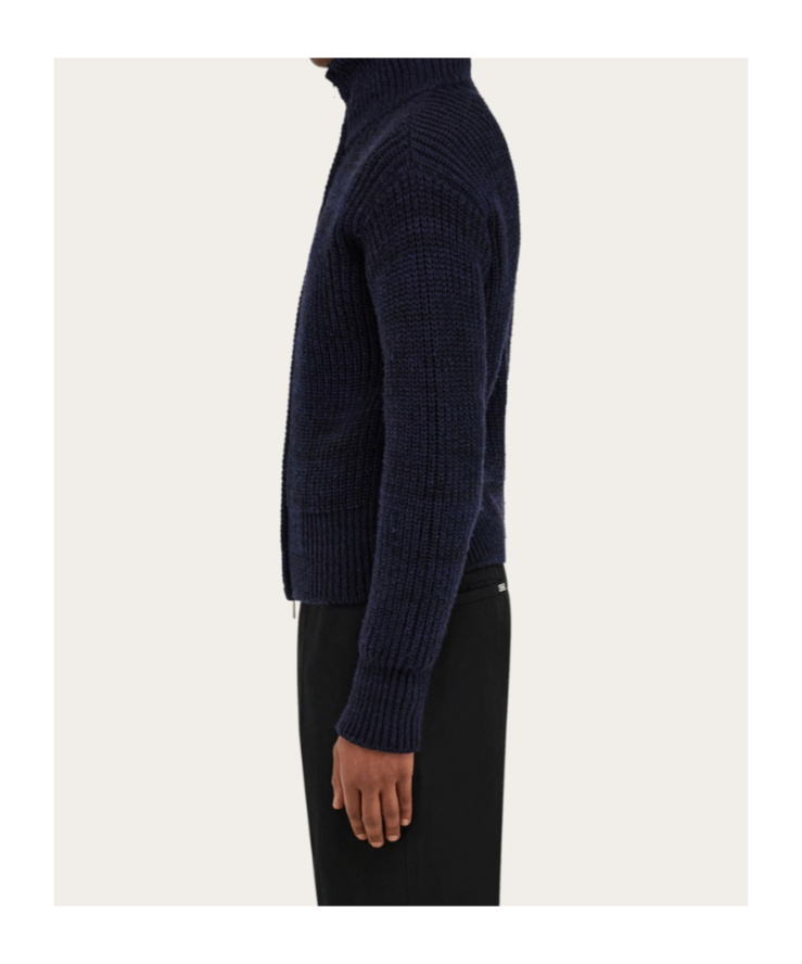 Ferragamo Knitted Blouson In Blue