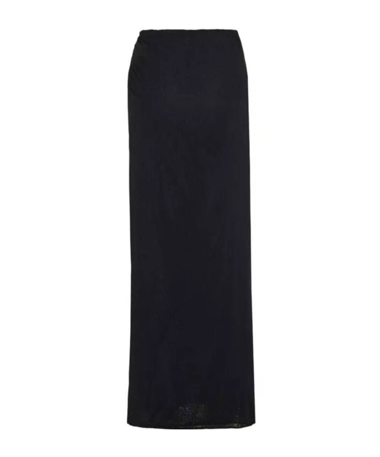 Saint Laurent Semi-sheer Long Wrap Skirt In Black