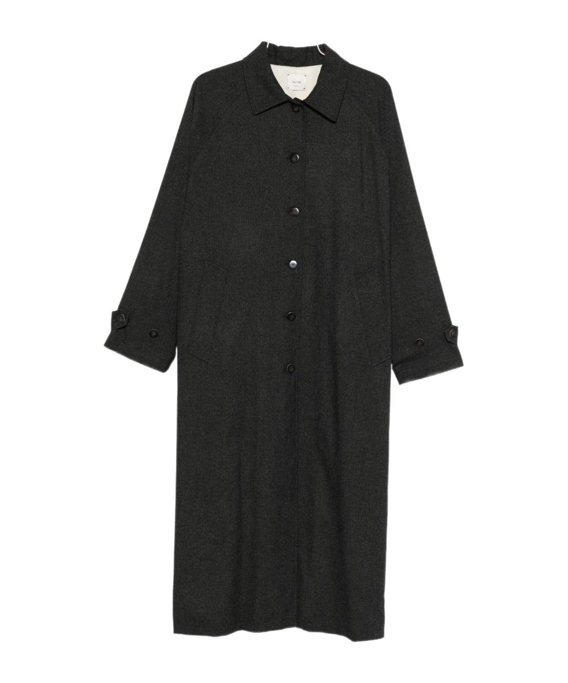Alysi Button-front Trench Coat In Black