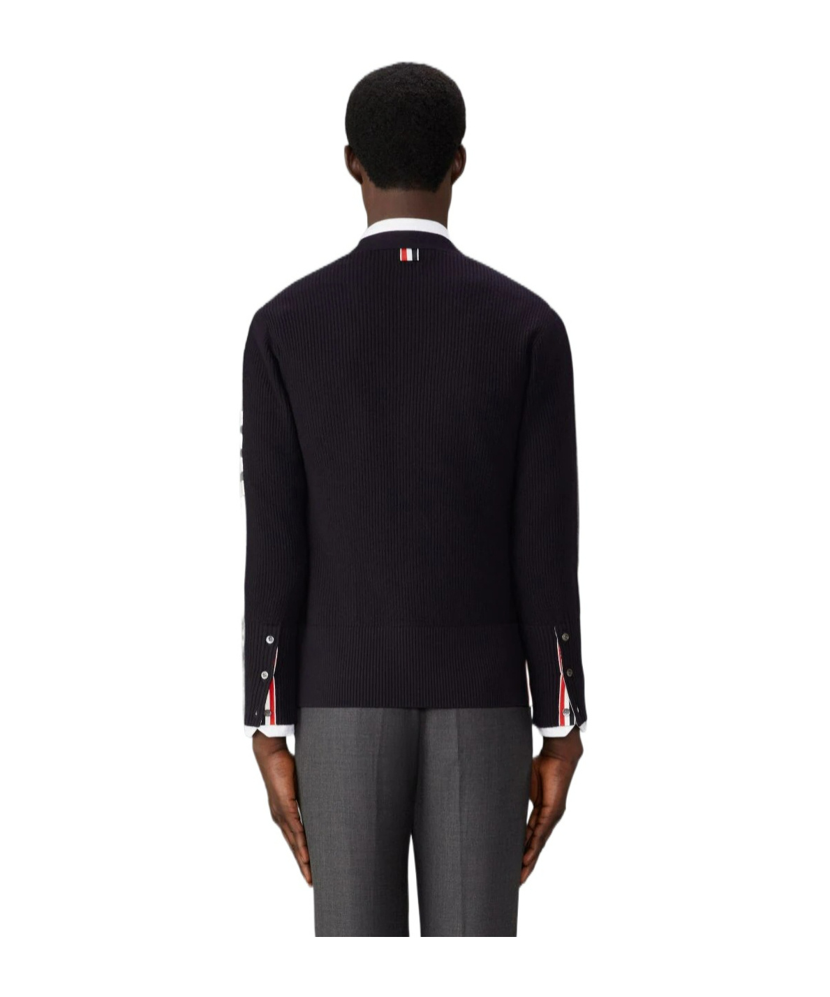 Thom Browne 4-bar Stripes Intarsia-knit Cardigan In Gray