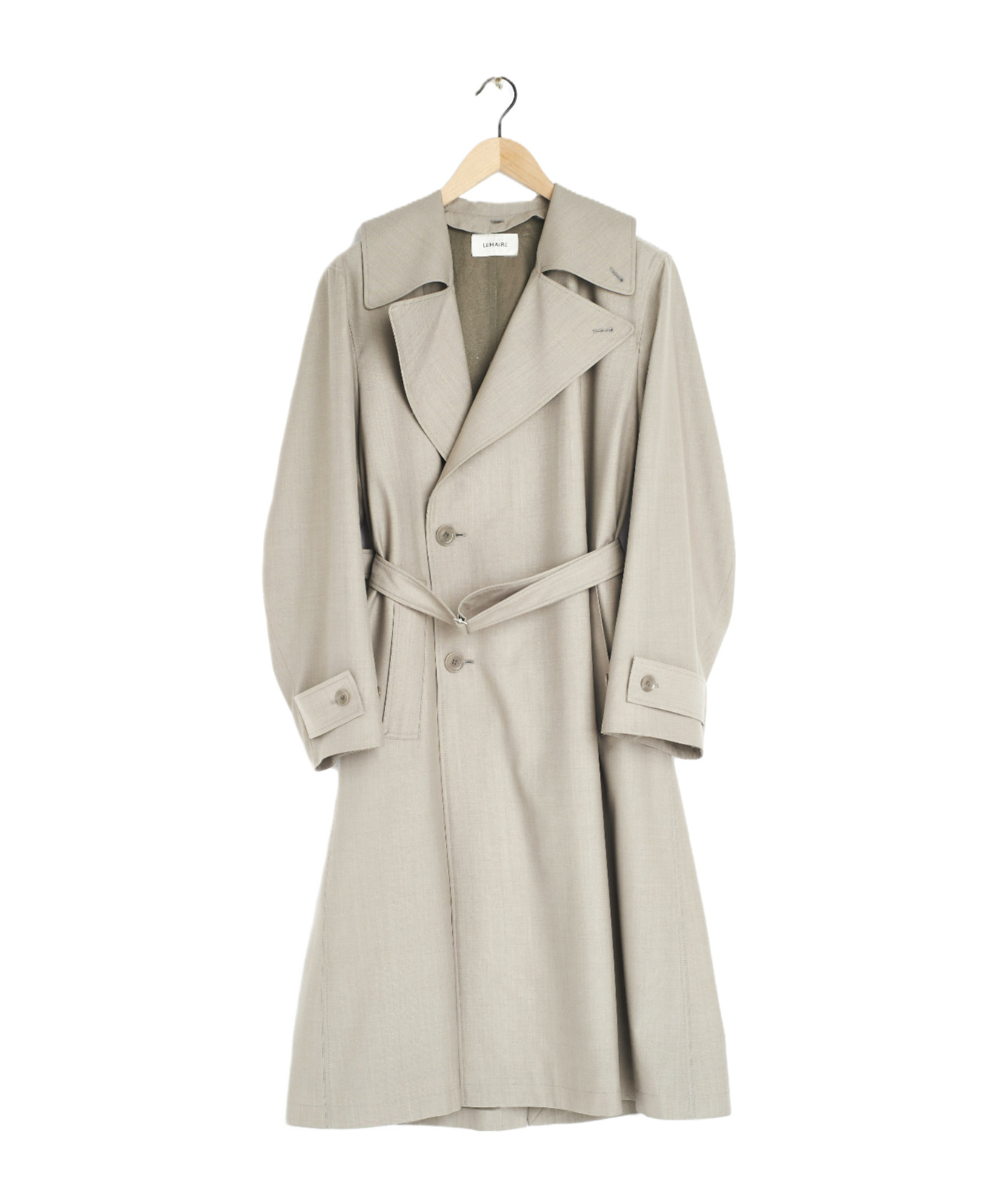 Lemaire Double-breasted Belted Trench Coat In Gray