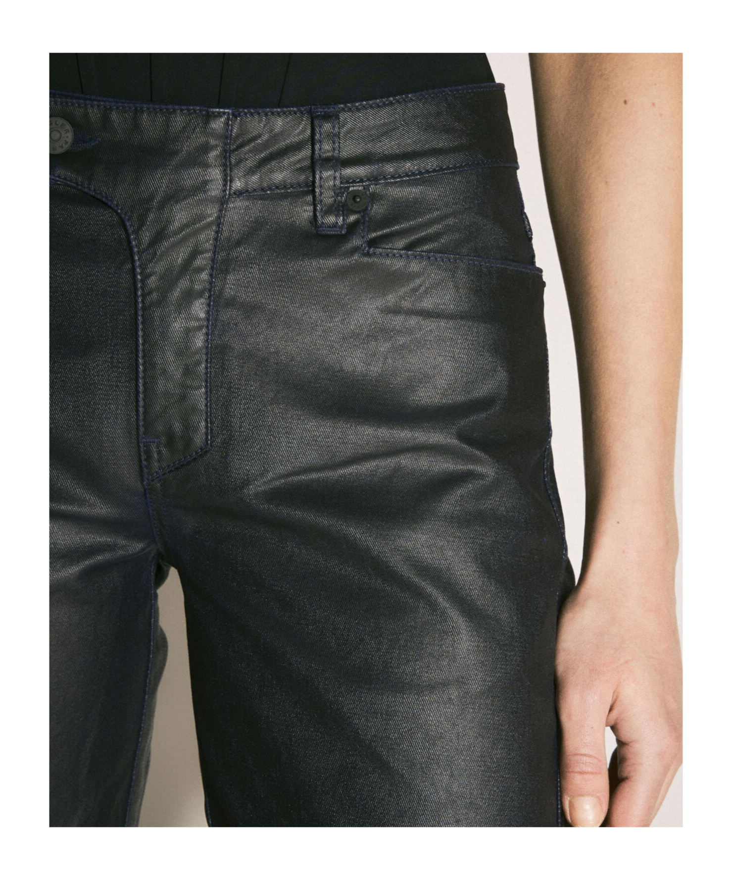 Mugler Women Waxed Straight Leg Pants In Black