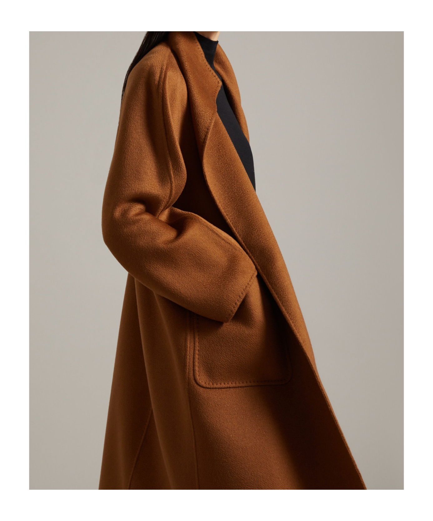 Max Mara Vertical Collar Double-sided Cashmere Coat In Brown