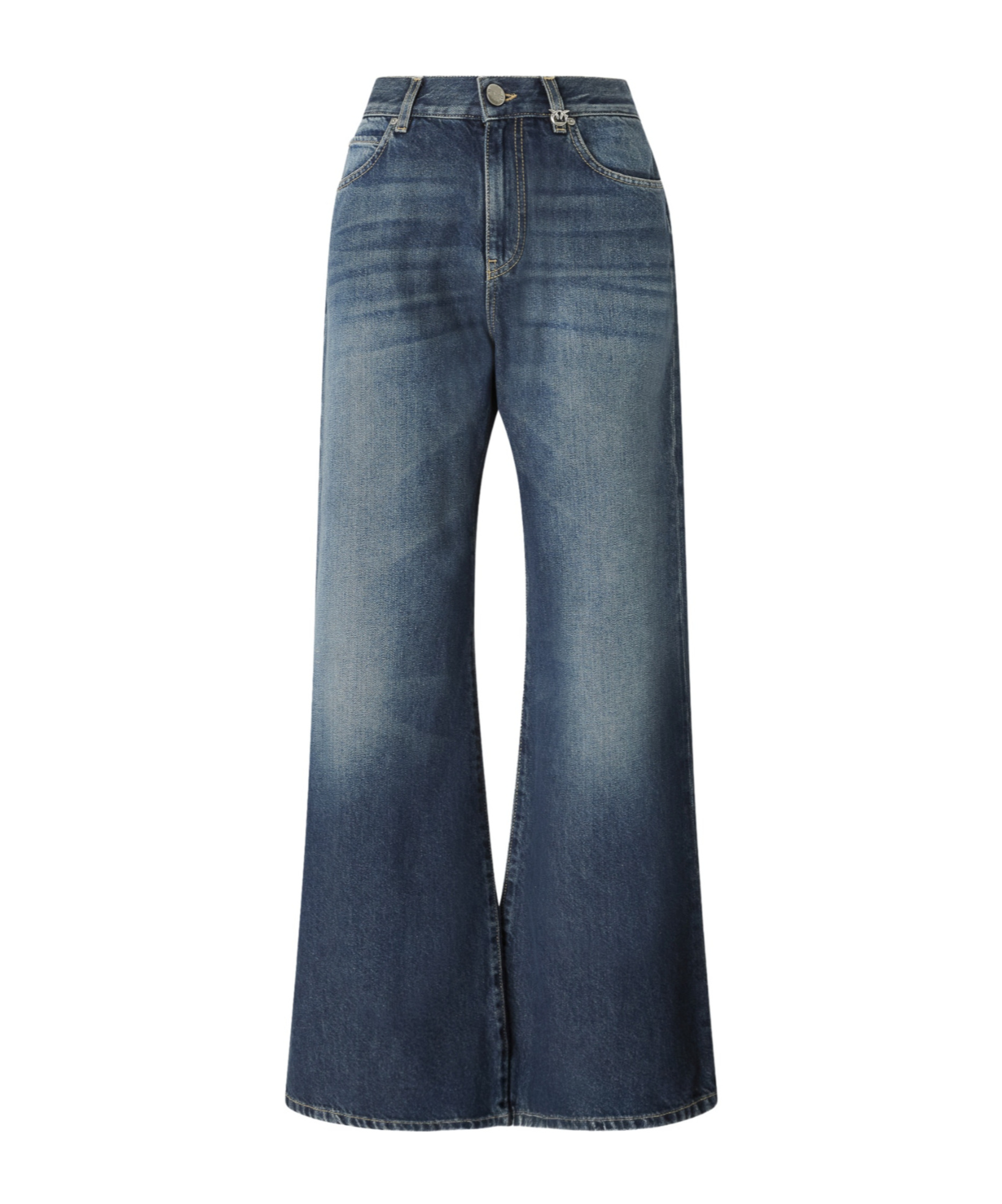 Pinko Wanda Wide Leg Jeans In Medium Dark Vintage Wash In Blue