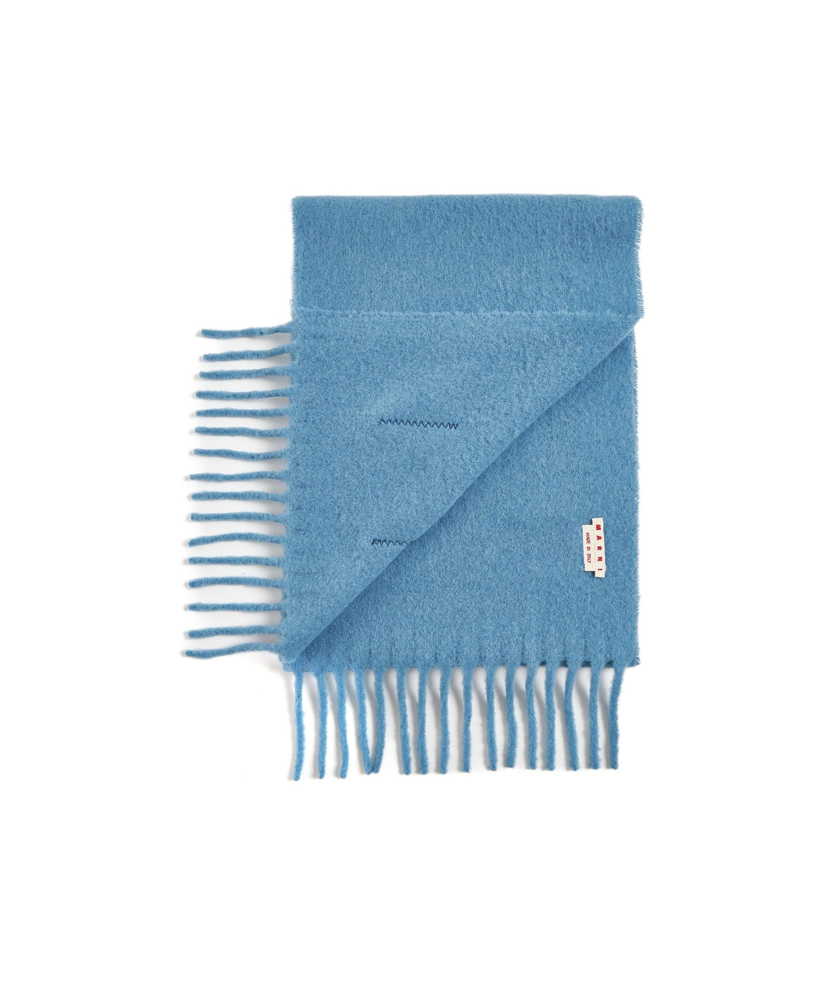 Marni Logo-patch Alpaca Wool-blend Scarf In Blue