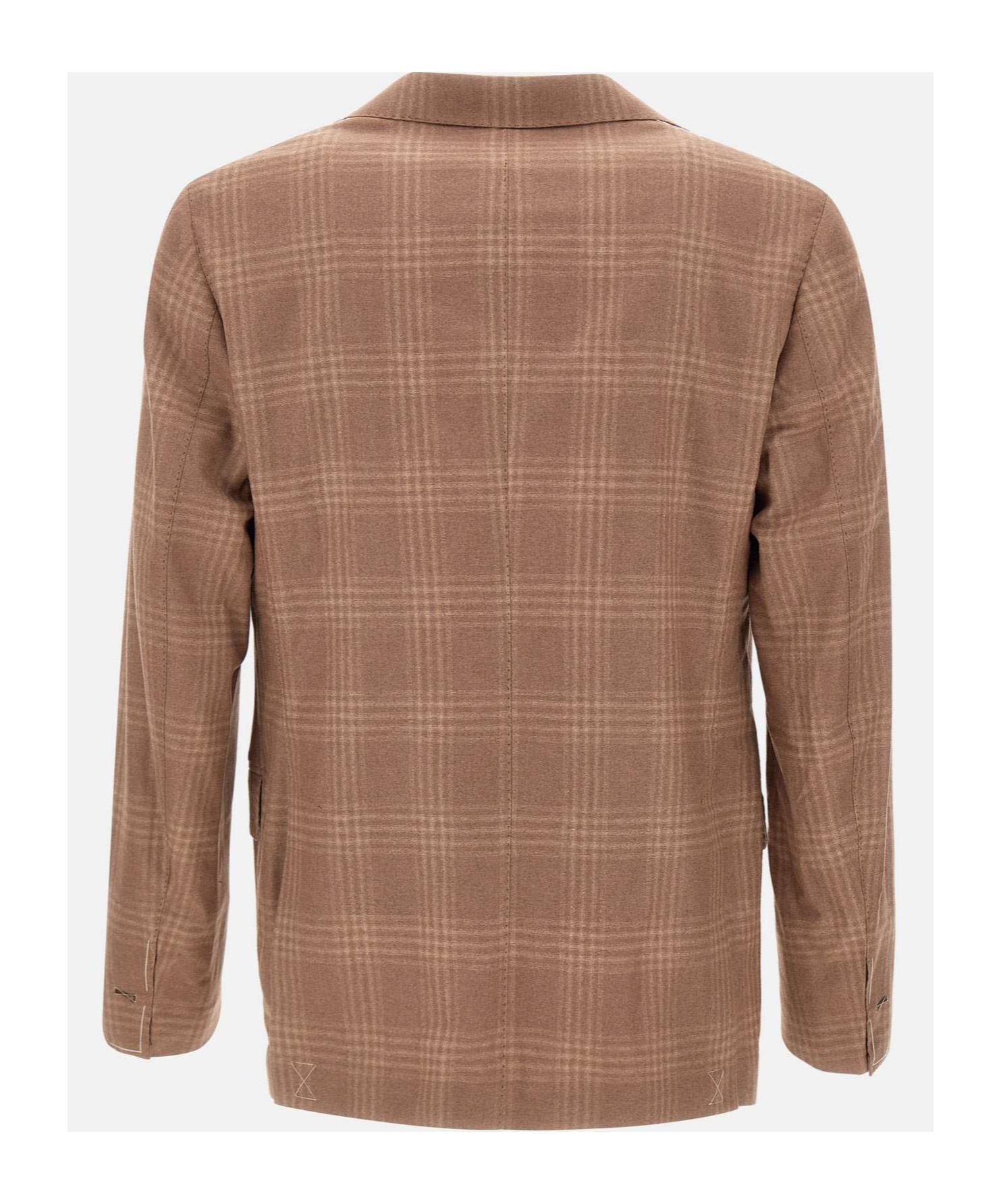 Eleventy Single-breasted Checked Blazer In Brown