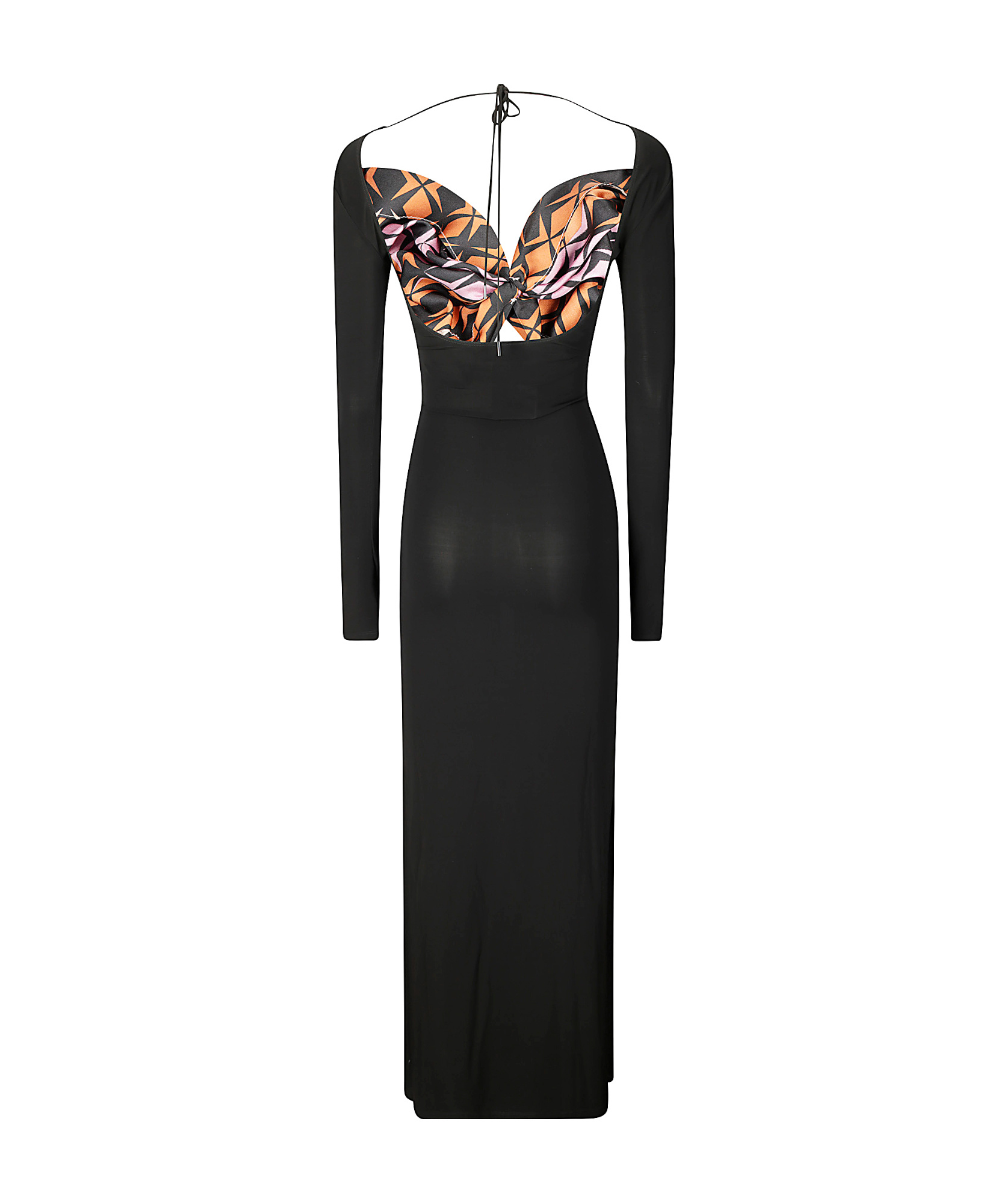 Marine Serre Long Sleeve Viscose Dress With Contrast Bra In Black