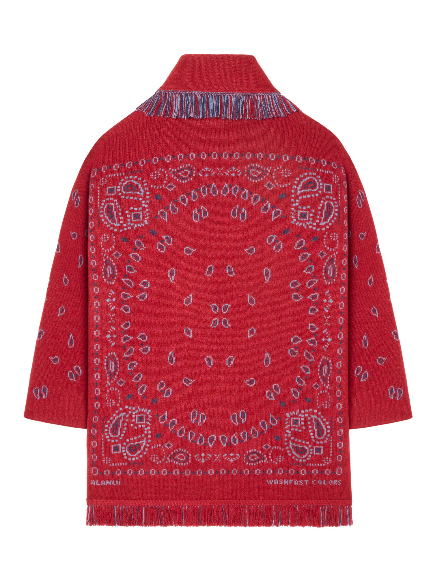 Alanui Bandana-jacquard Fringe Cardigan In Red