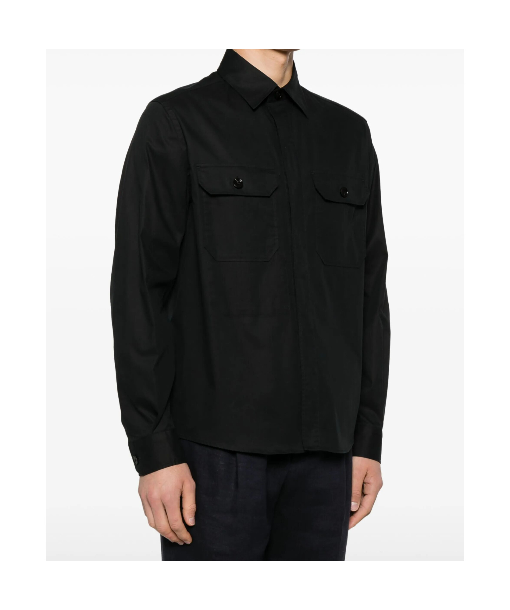 Shop Zegna Long Sleeve Shirt In Black