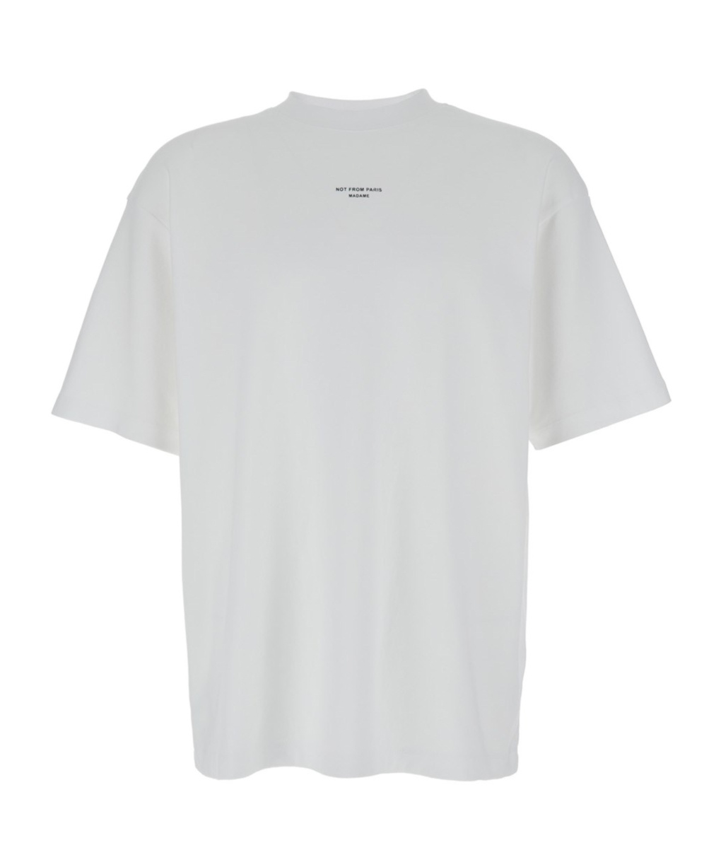 Drôle De Monsieur 'slogan Classique' White Classic T-shirt With Logo Print In White