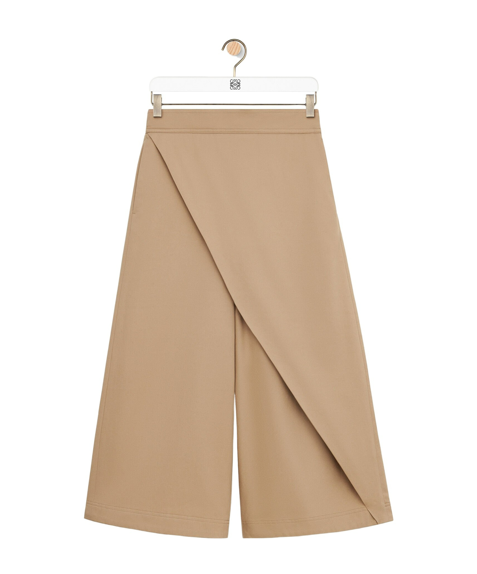 Shop Loewe Cropped Wrap Trousers In Cotton In Nude