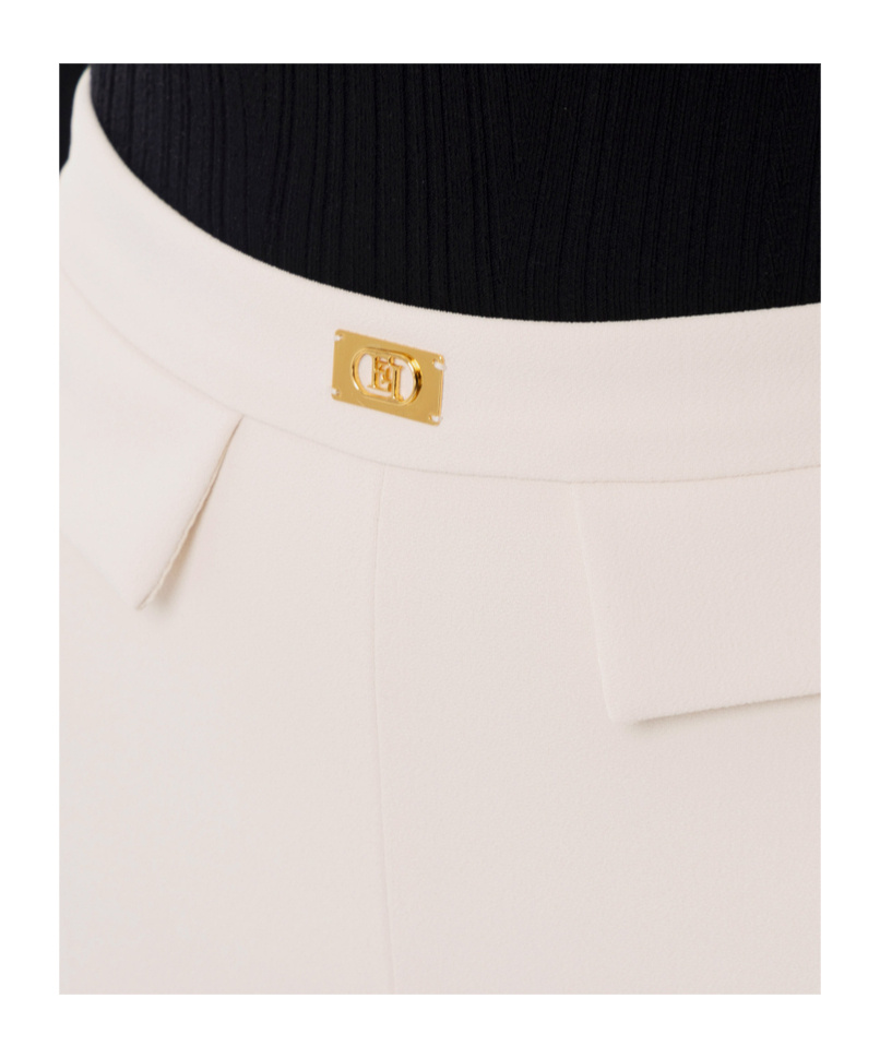 Elisabetta Franchi Crepe Tapered Trousers In White