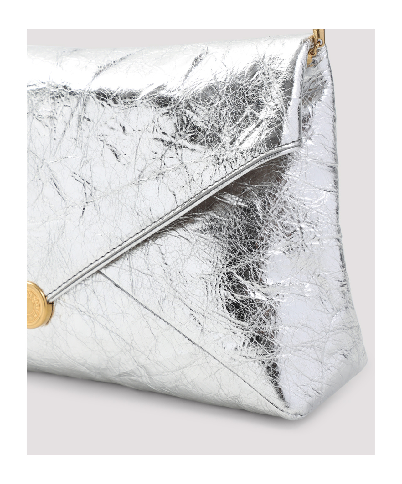 Shop Dries Van Noten Metallic Envelope Shoulder Bag In Silver