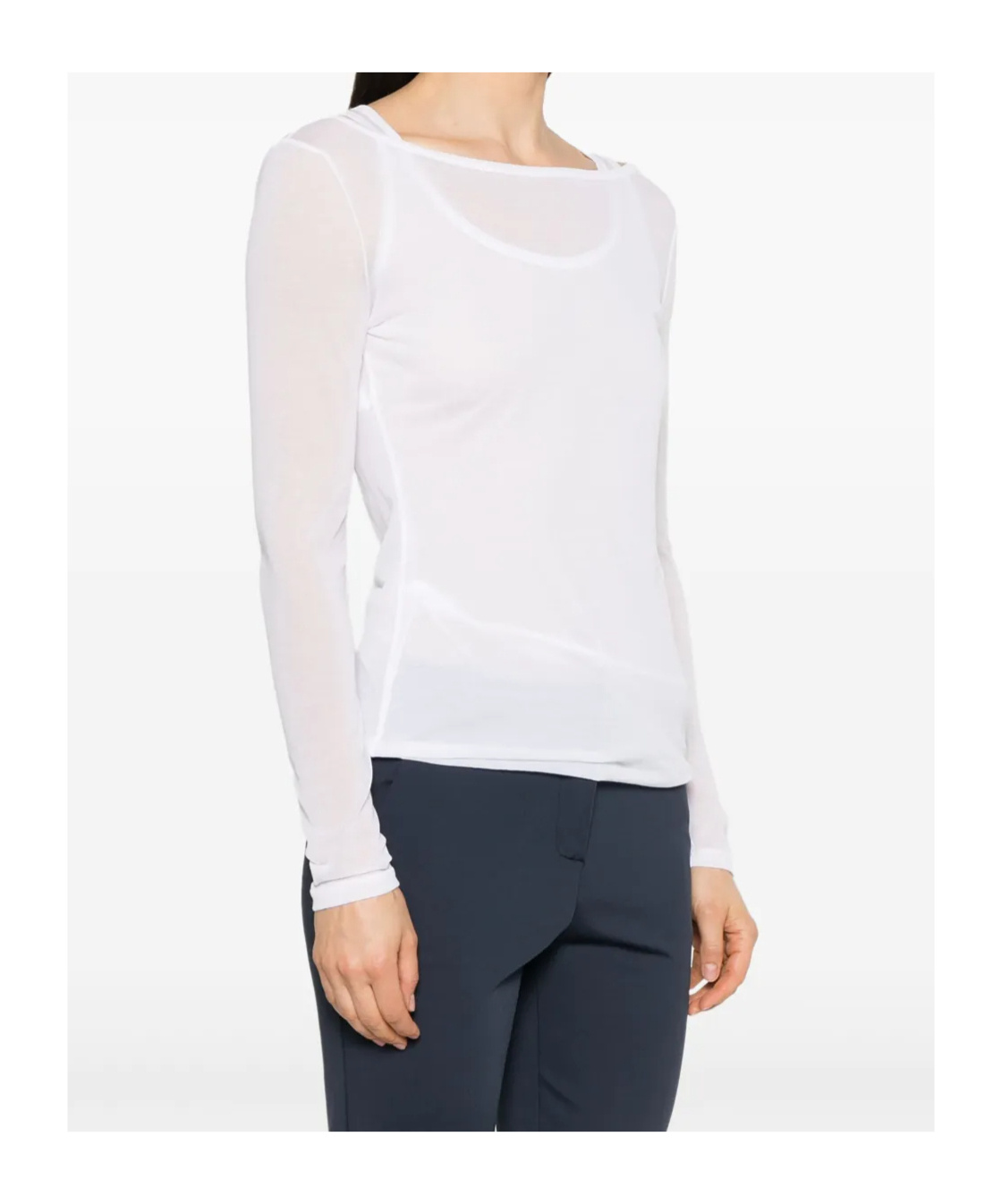 Pinko Long-sleeve Gauze T-shirt In White