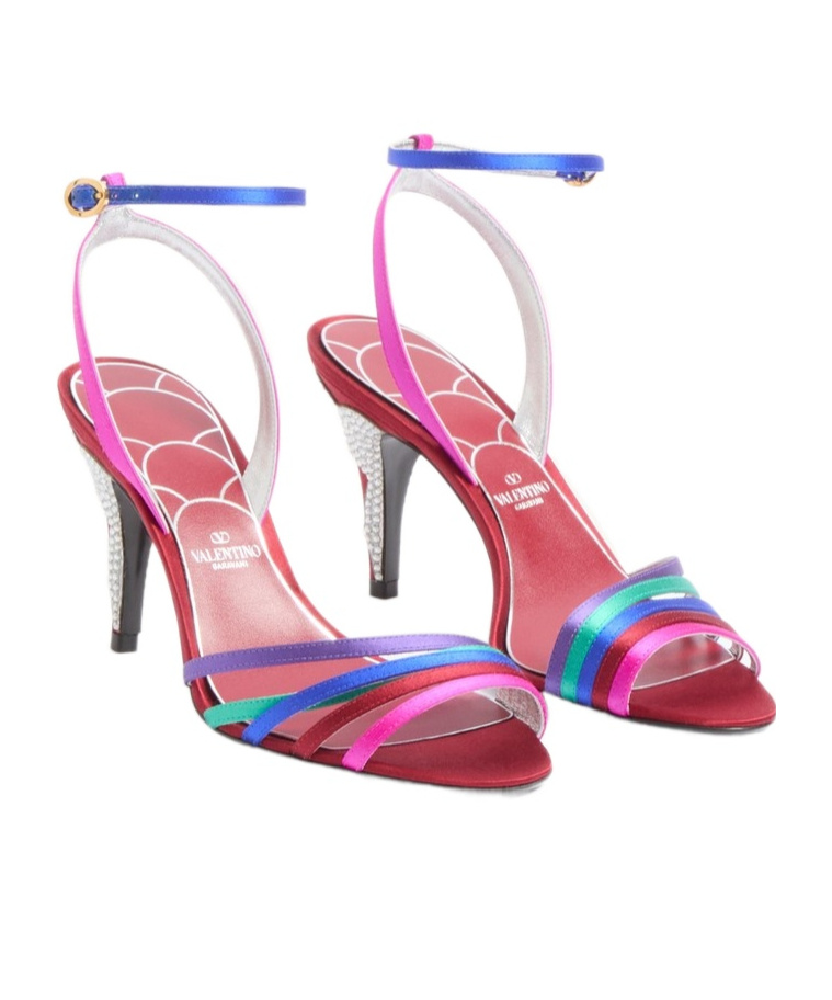 Valentino Ladycrush 85 Satin Sandals In Red