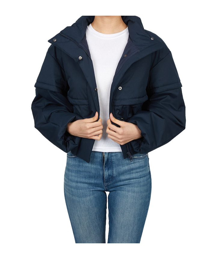 Max Mara Long-sleeved Cotton-padded Jacket In Blue