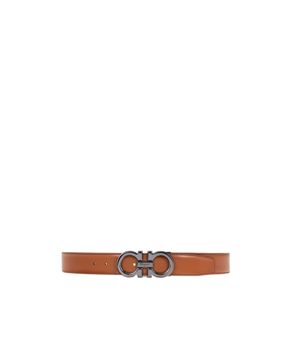 Ferragamo Reversible And Adjustable Gancini Belt In Black