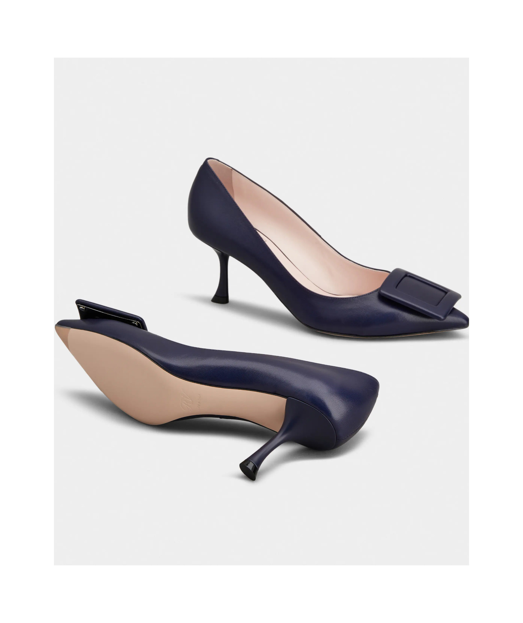 Roger Vivier Viv In The City Leather Buckle Pumps In Black