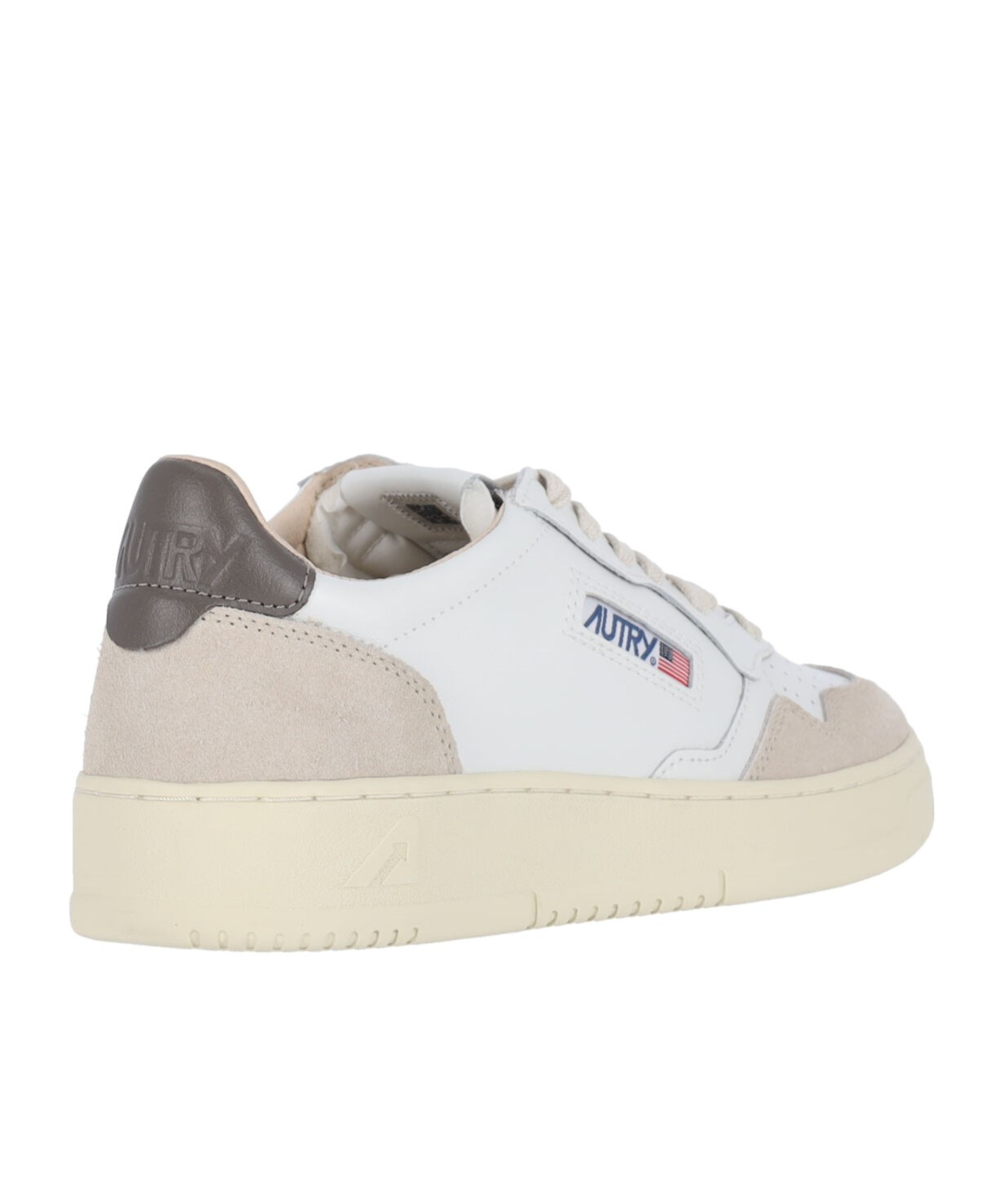 Autry 'medalist' White Low Top Sneakers With Beige Suede Details
