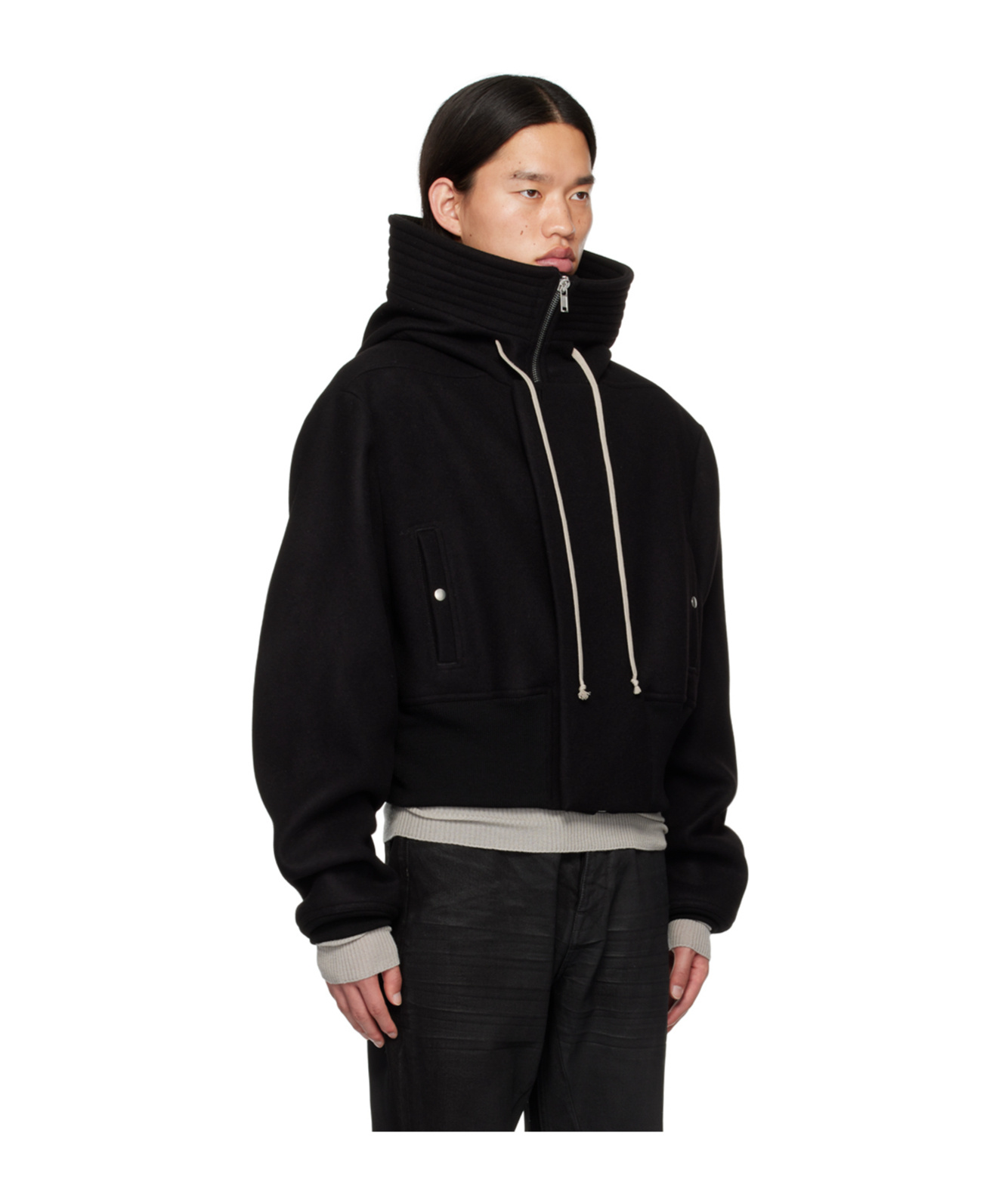 Rick Owens Black Porterville Cropped Alice Bomber Jacket In Black