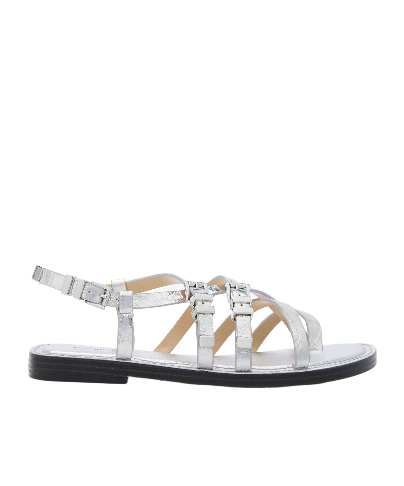 Michael Kors Round Toe Flat Sandals In White