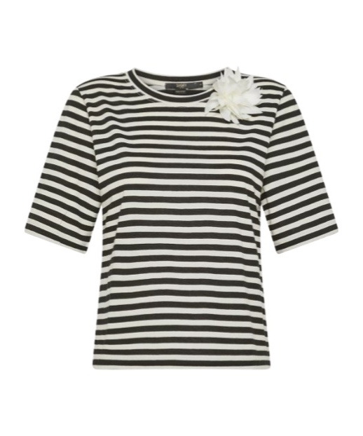 Seventy Striped T-shirt In Nero / Panna