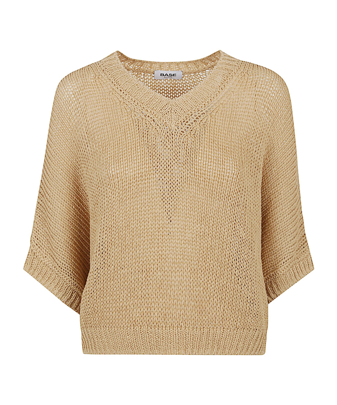 Baserange Beige Linen And Cotton Blend Poncho