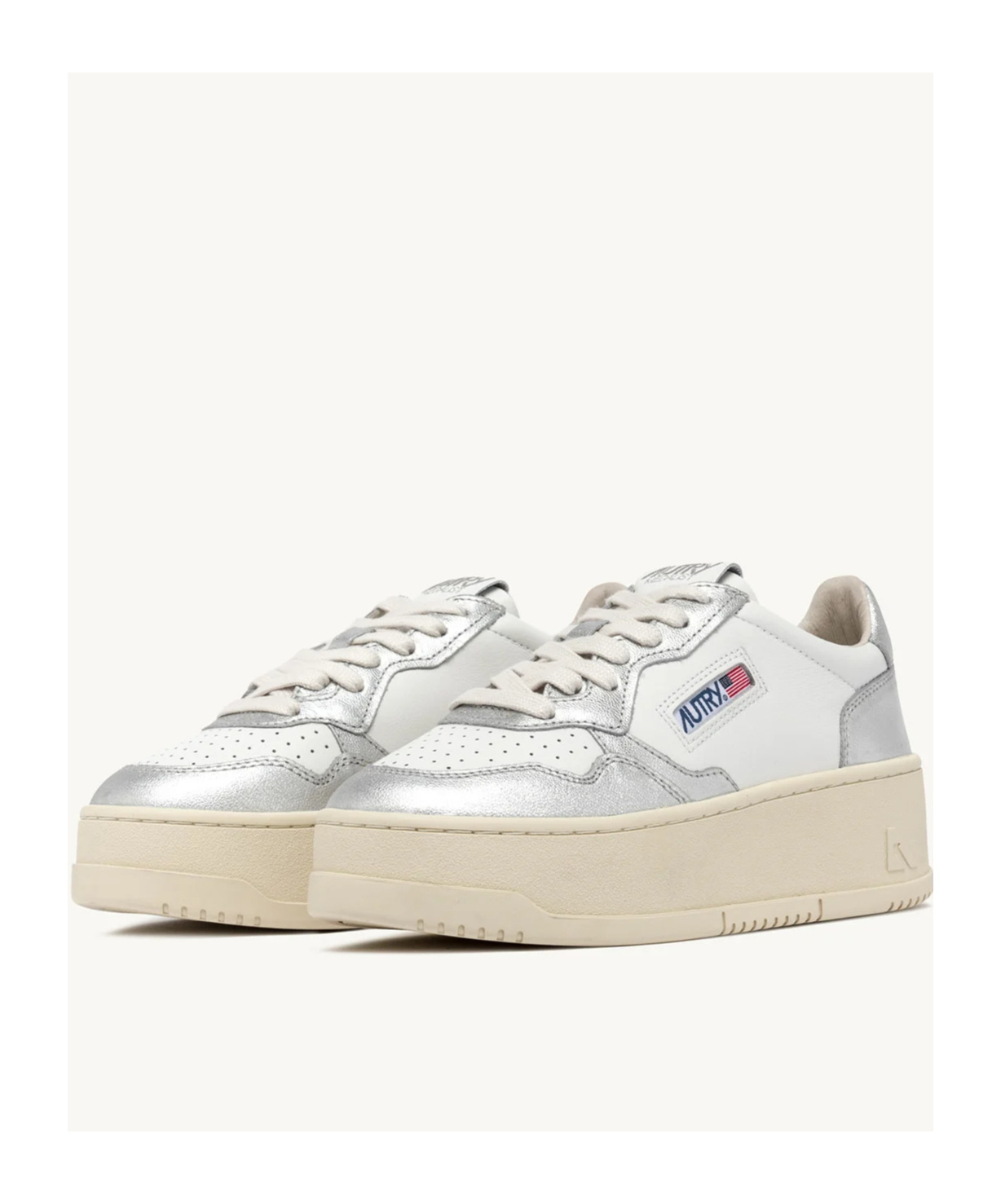 Shop Autry Medalist Platform Leather Sneakers In Nude