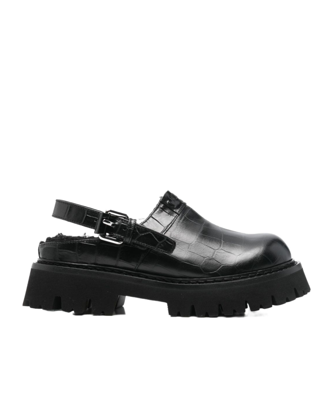 Moschino Chunky Platform Slingback Sandals Buckle Detail In Black