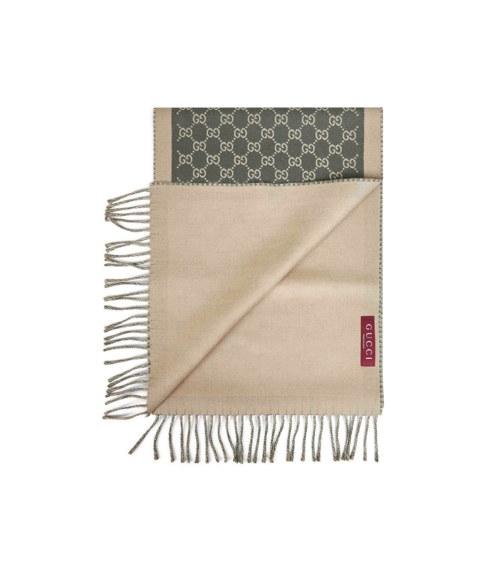 Gucci Moon Jacquard Wool Reversible Scarf In Neutral
