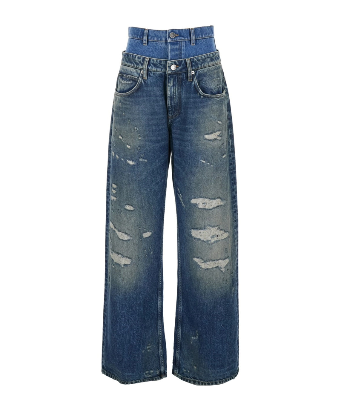 Dolce & Gabbana Double Wasited Denim Jeans In Blue