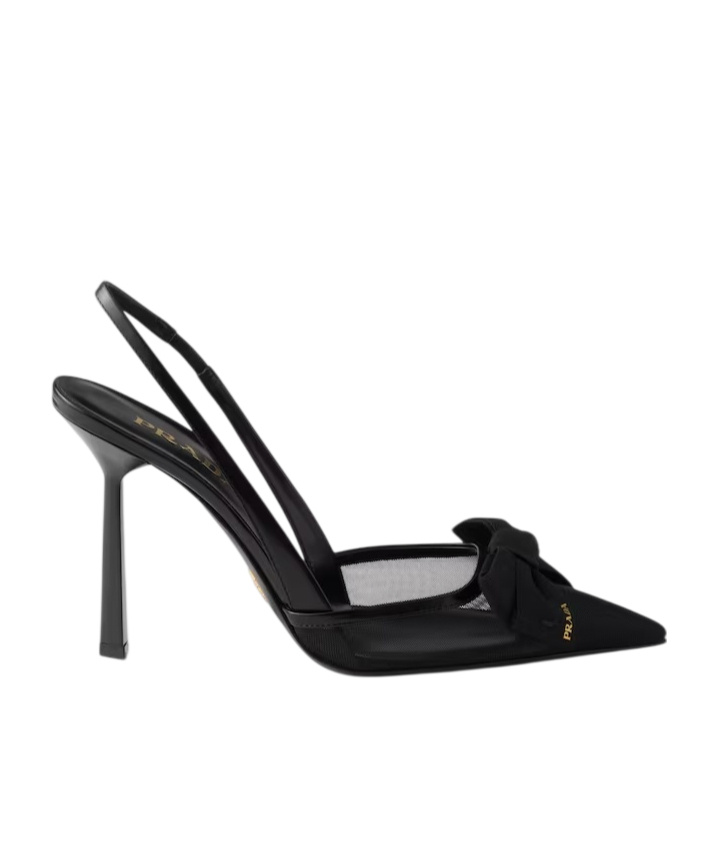 Prada Fabric Slingback Pumps In Black