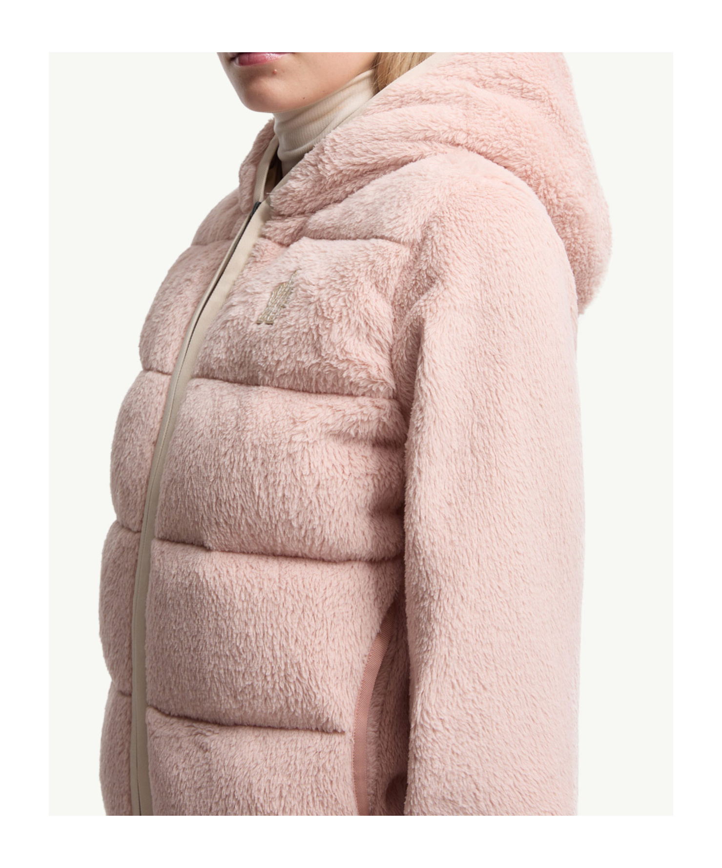 Moncler Padded Polartec Zip-up Hoodie In Neutral