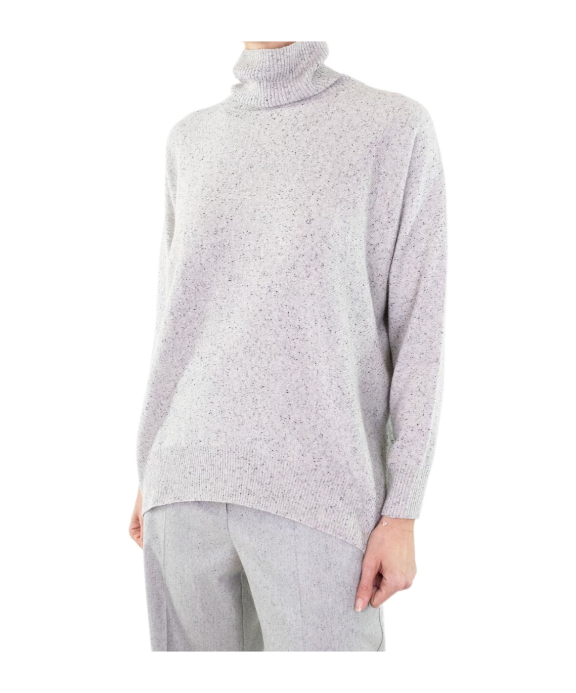 D Exterior Turtleneck Long-sleeved Sweater In White
