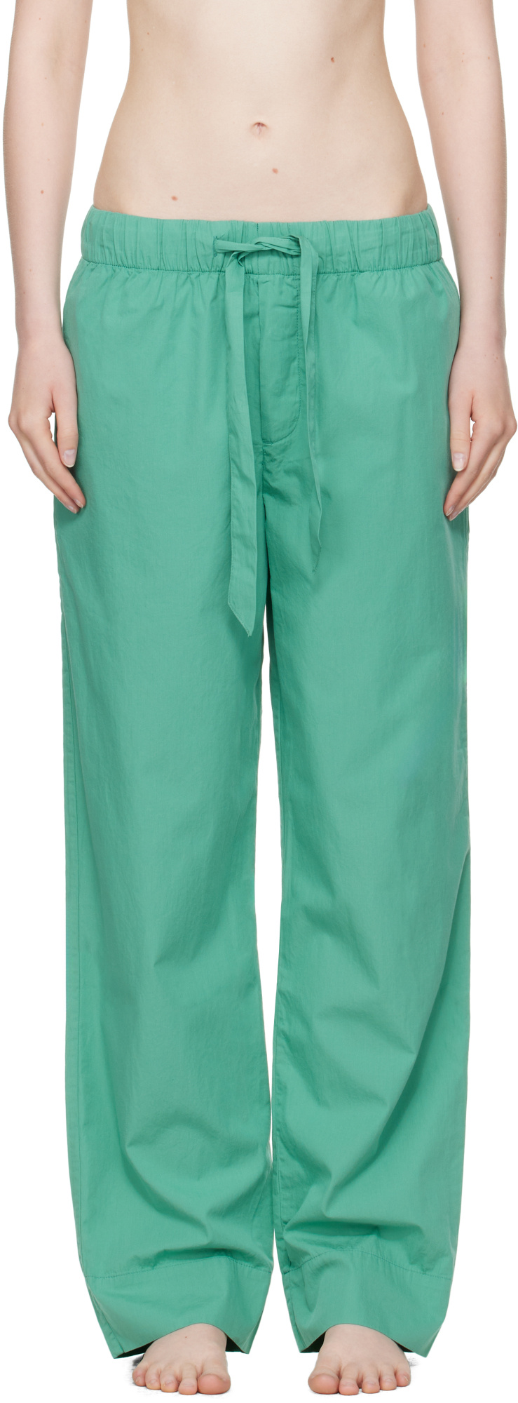 Tekla Drawstring Pajama Pants In Green