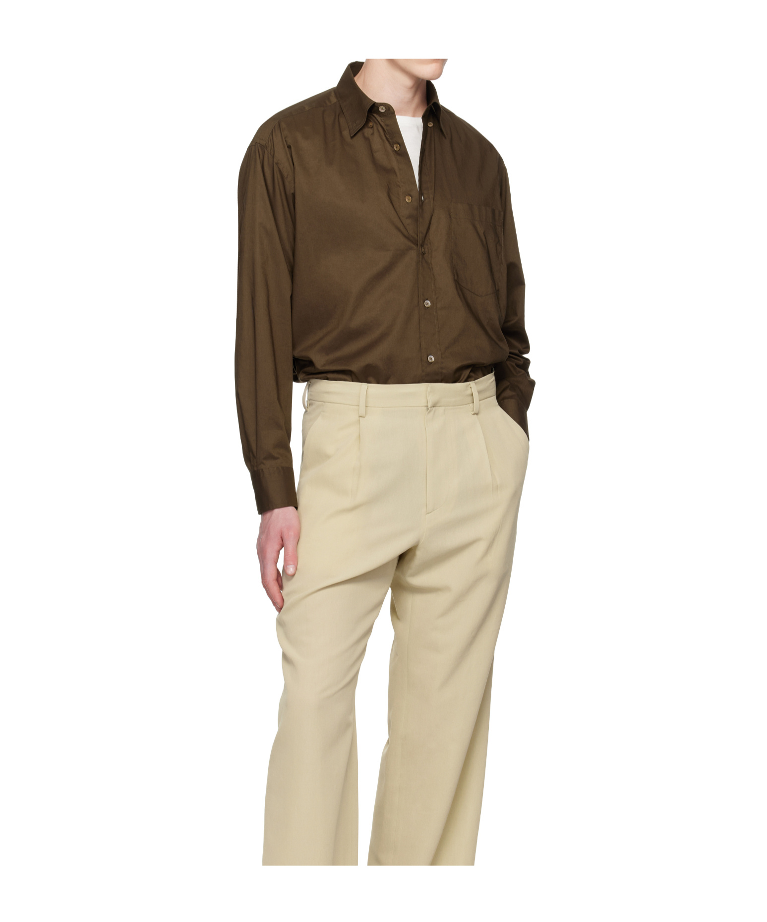 Auralee Lapel Long-sleeved Shirt In Brown
