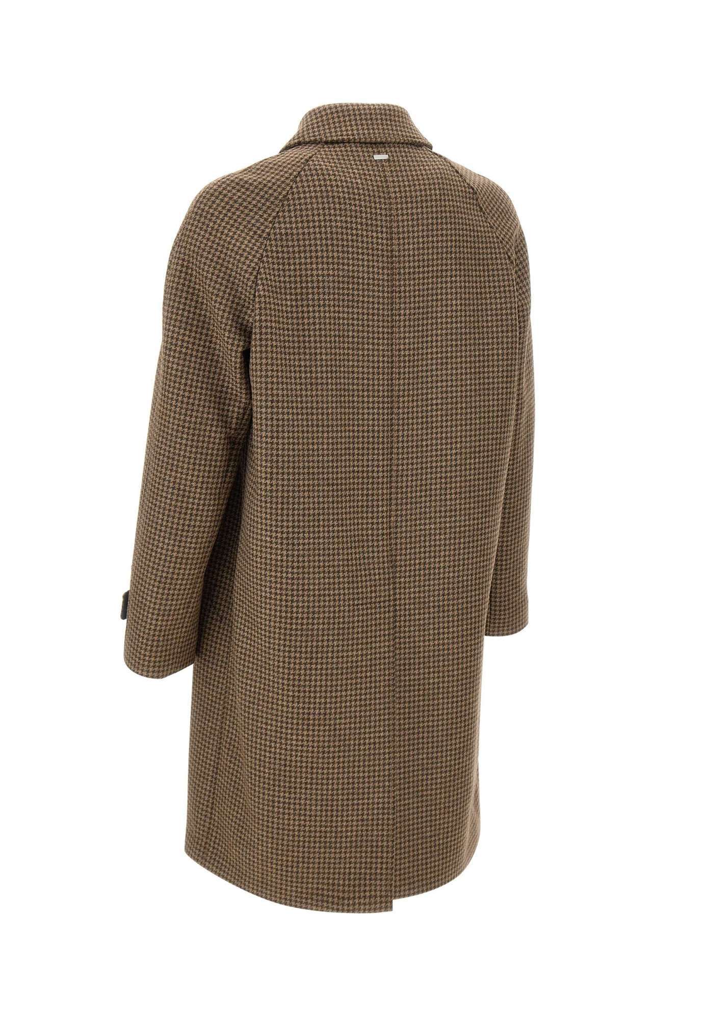 Herno Coat In Houndstooth Melton In Brown