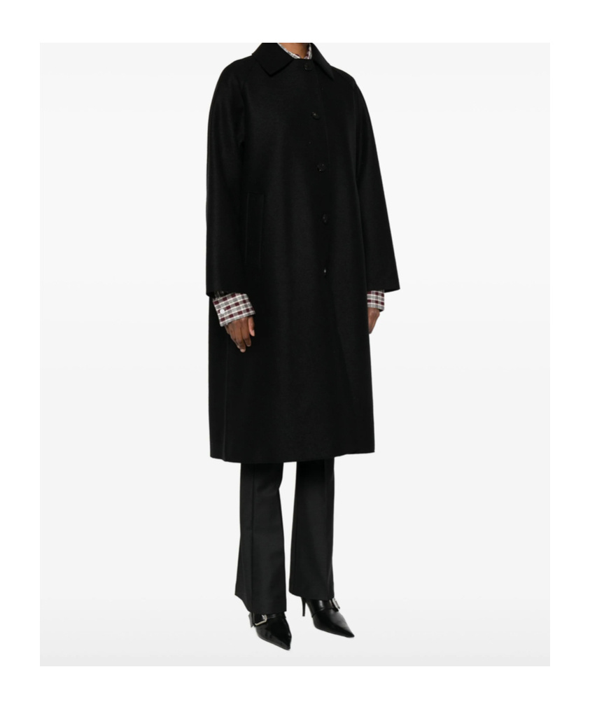 Harris Wharf London Balmacaan Button-front Raglan-sleeve Coat In Black