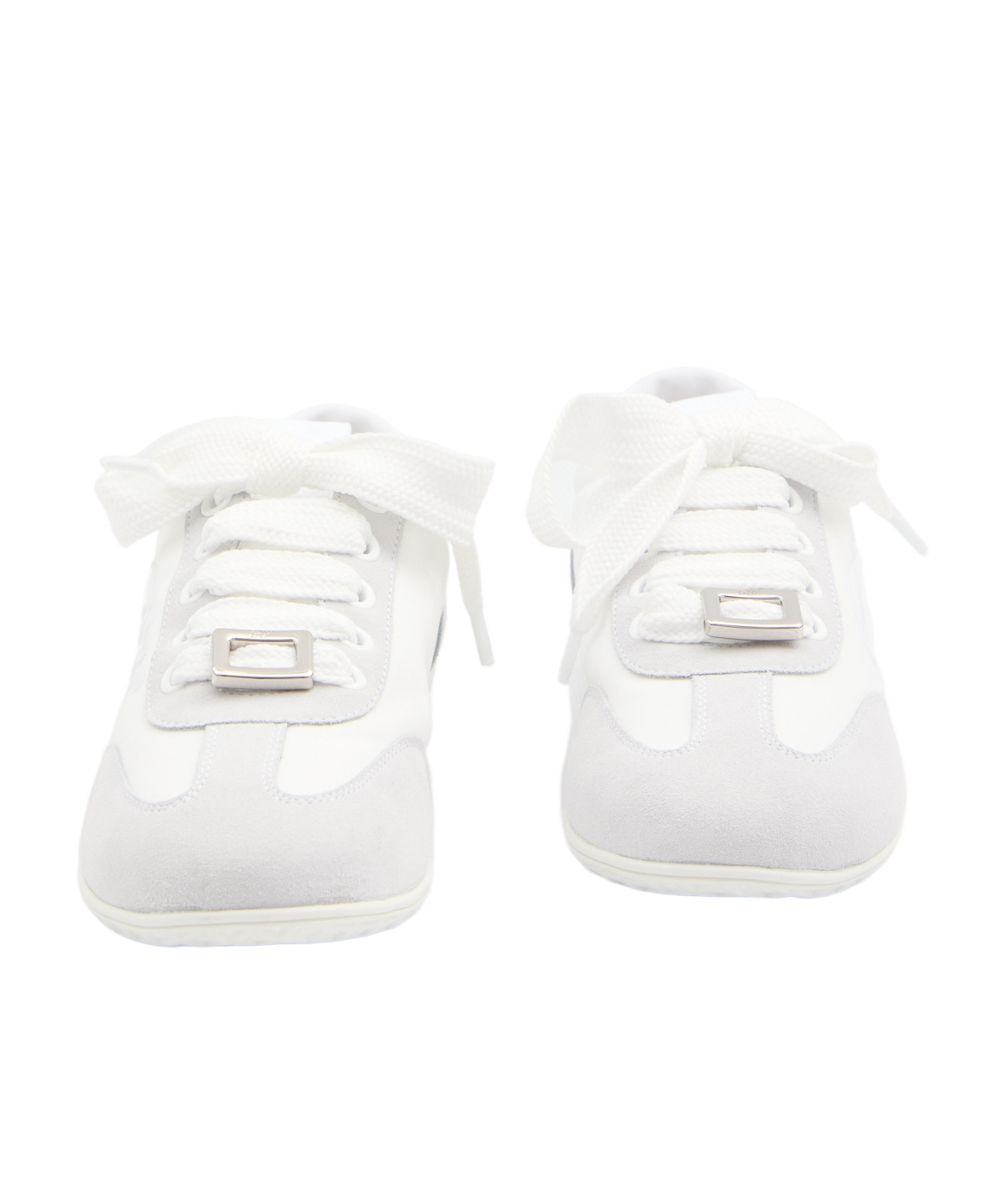Roger Vivier Viv Suede-trimmed Canvas Sneakers In White