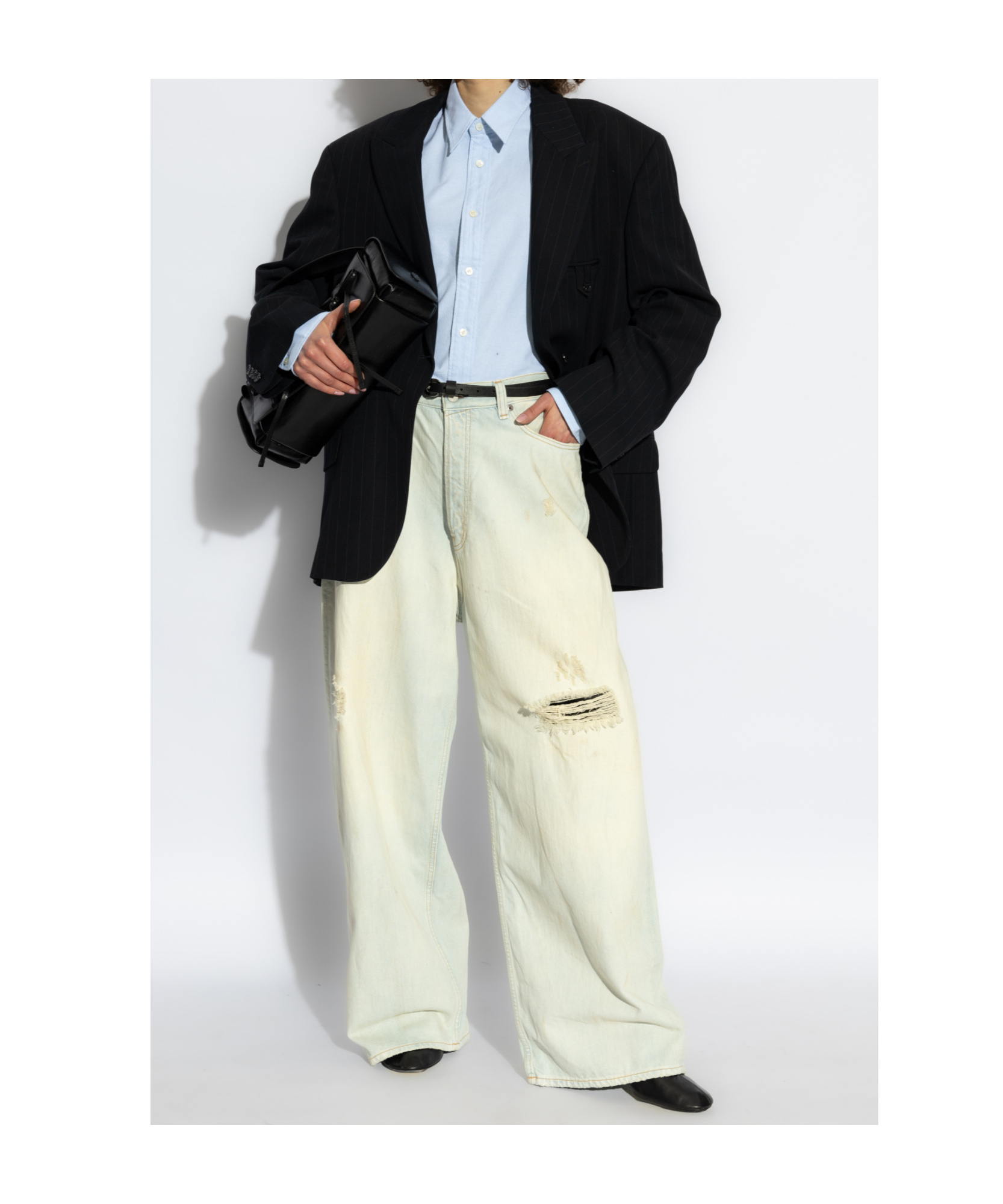 Acne Studios Distressed Wide-leg Jeans In White