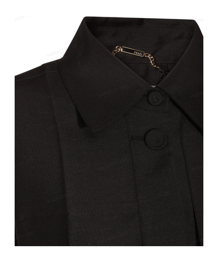 Fendi Black Boxy Jacket In Wool In Black