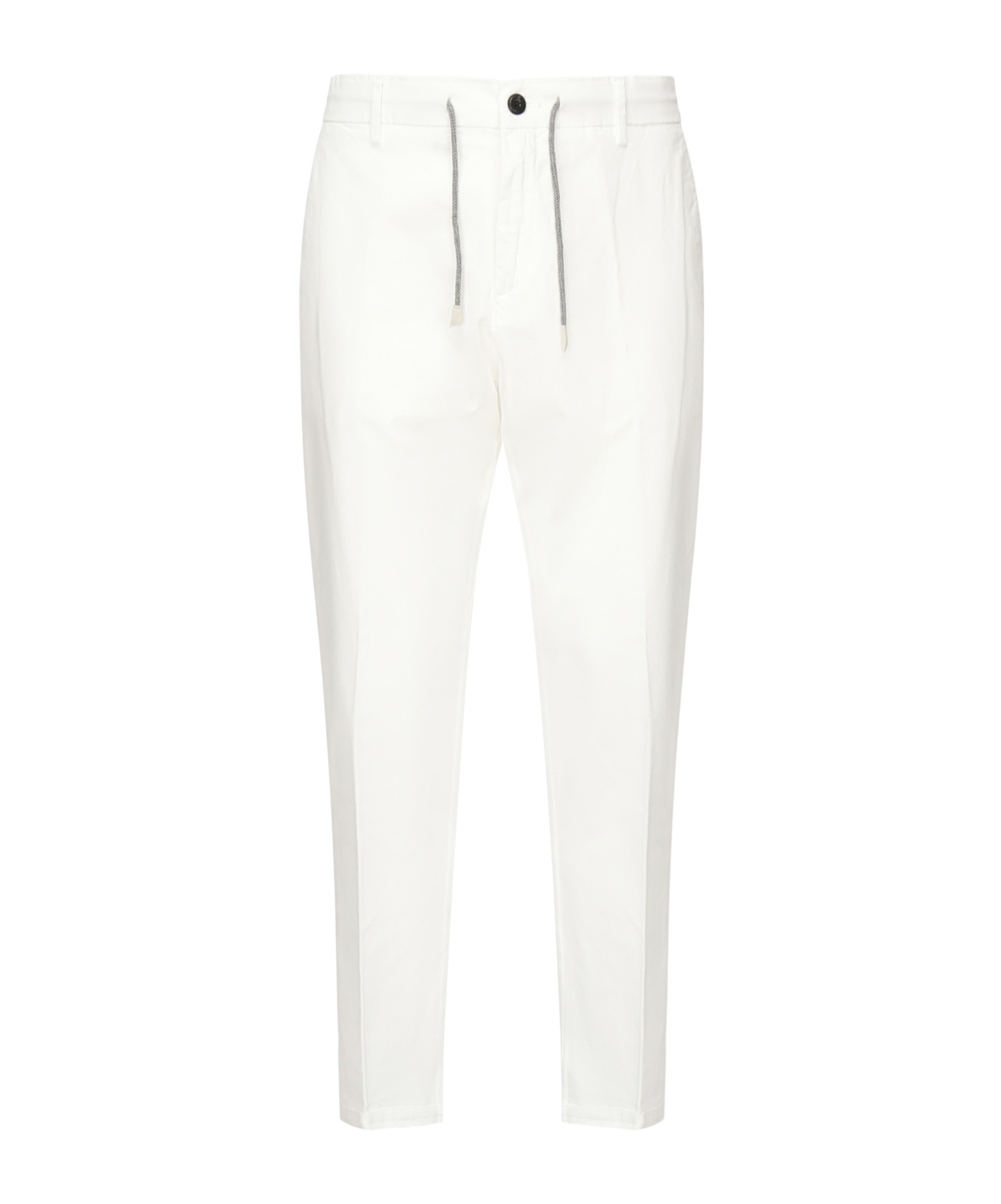 Eleventy Drawstring Cotton-blend Straight-leg Trousers In White