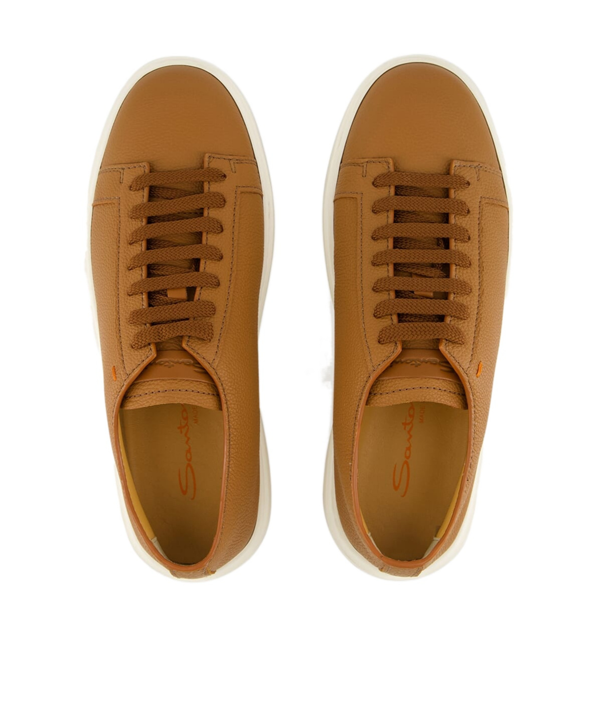 Santoni Leather Lace-up Sneakers In Brown