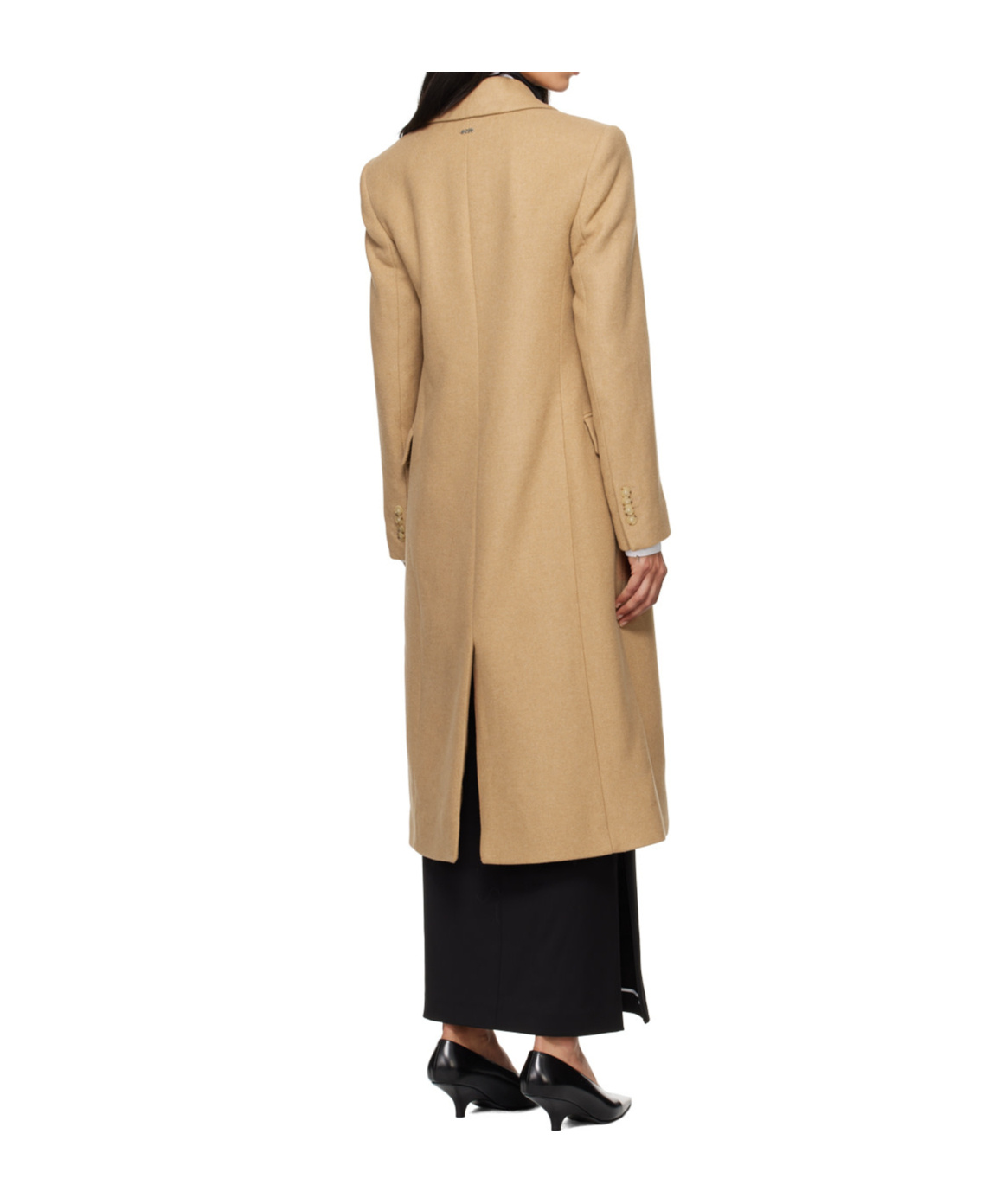 Hugo Boss Beige Long-length Twill Coat In Nude