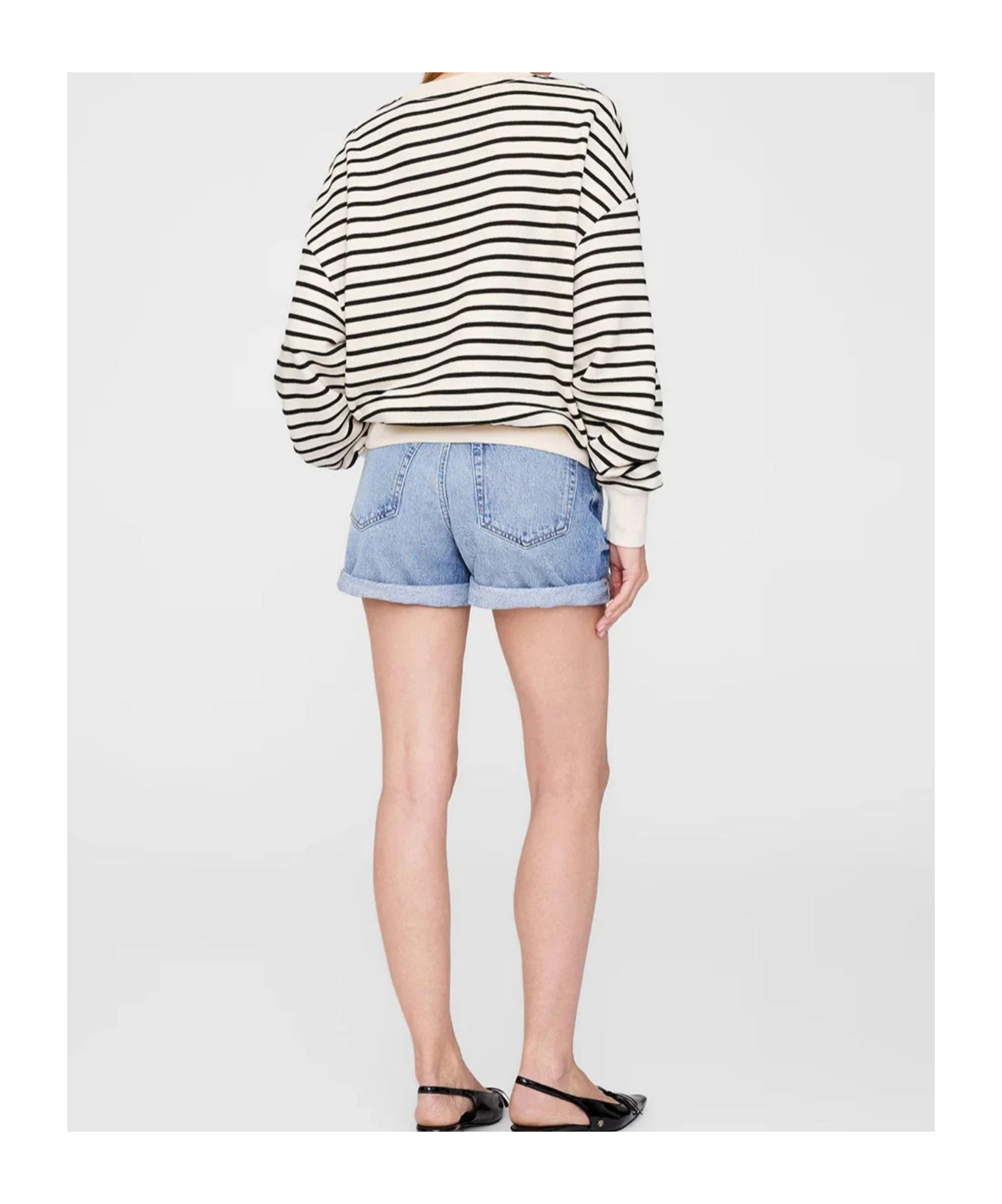 Anine Bing Striped Crew Neck Sweatshirt In White