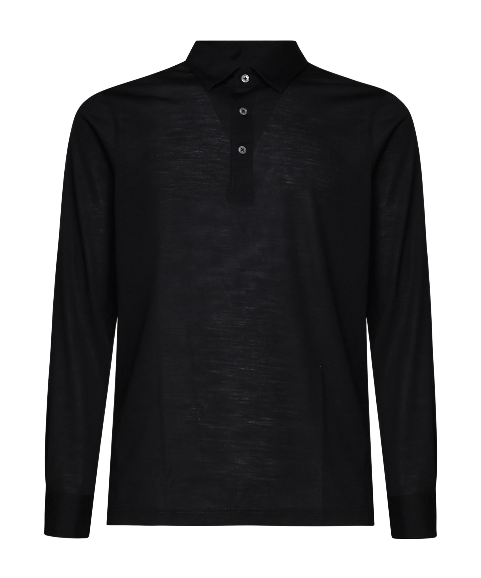 Giuliano Galiano Long-sleeved Knitted Polo Shirt In Black