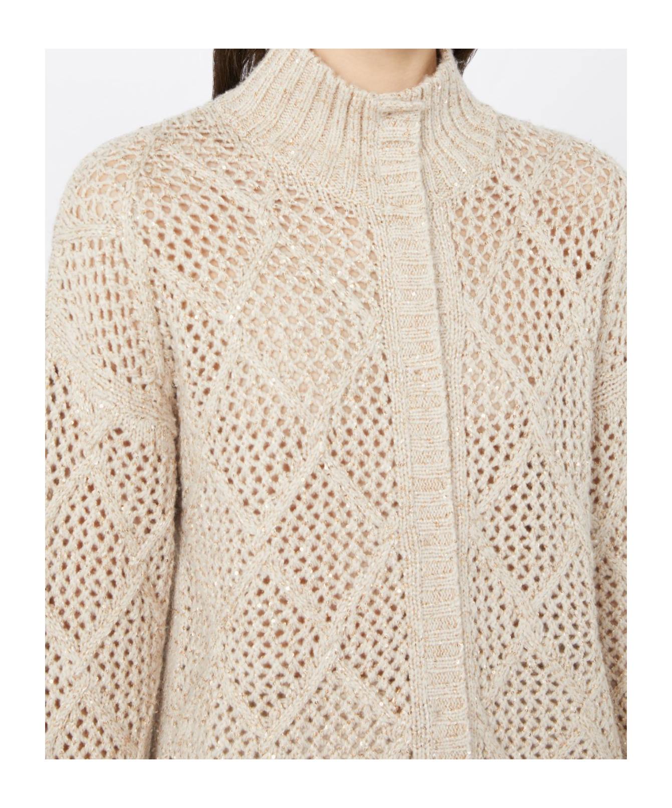 Max Mara Ghinea Diamond-pattern High-neck Cardigan In Neutral